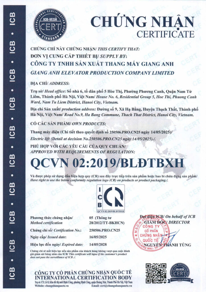 GIẤY CHỨNG NHẬN QCVN